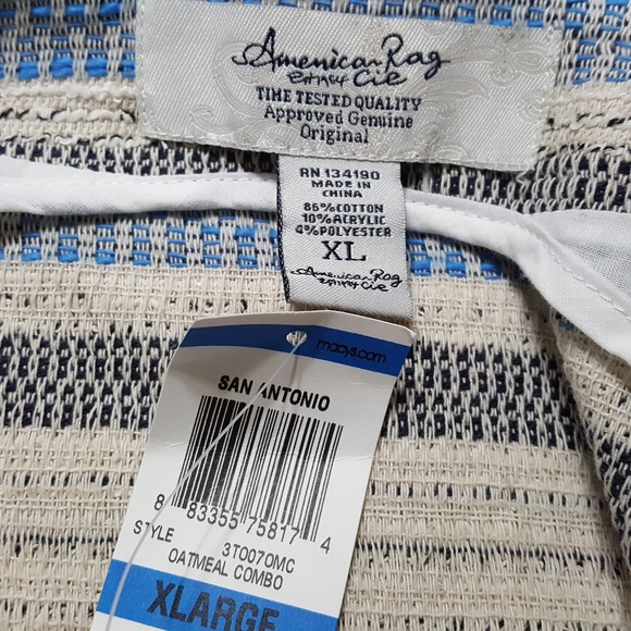 American Rag Jacket XL Brown Blue Fringe Open Stud - Picture 3 of 6